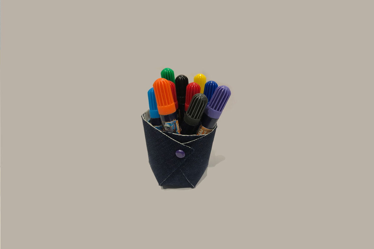 Pot à crayon en toile recyclée